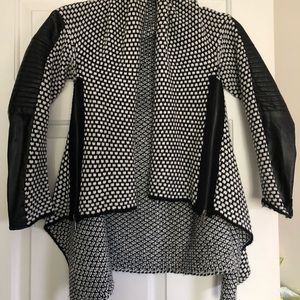 Sweater jacket with leather panels